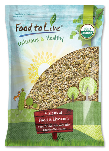 Food to Live - Organic Raw Superseed Mix- Chia, Flax, Hemp, Pumpkin, and Sunflower, 10 Pounds - Non-GMO Whole Seeds Blend, Vegan