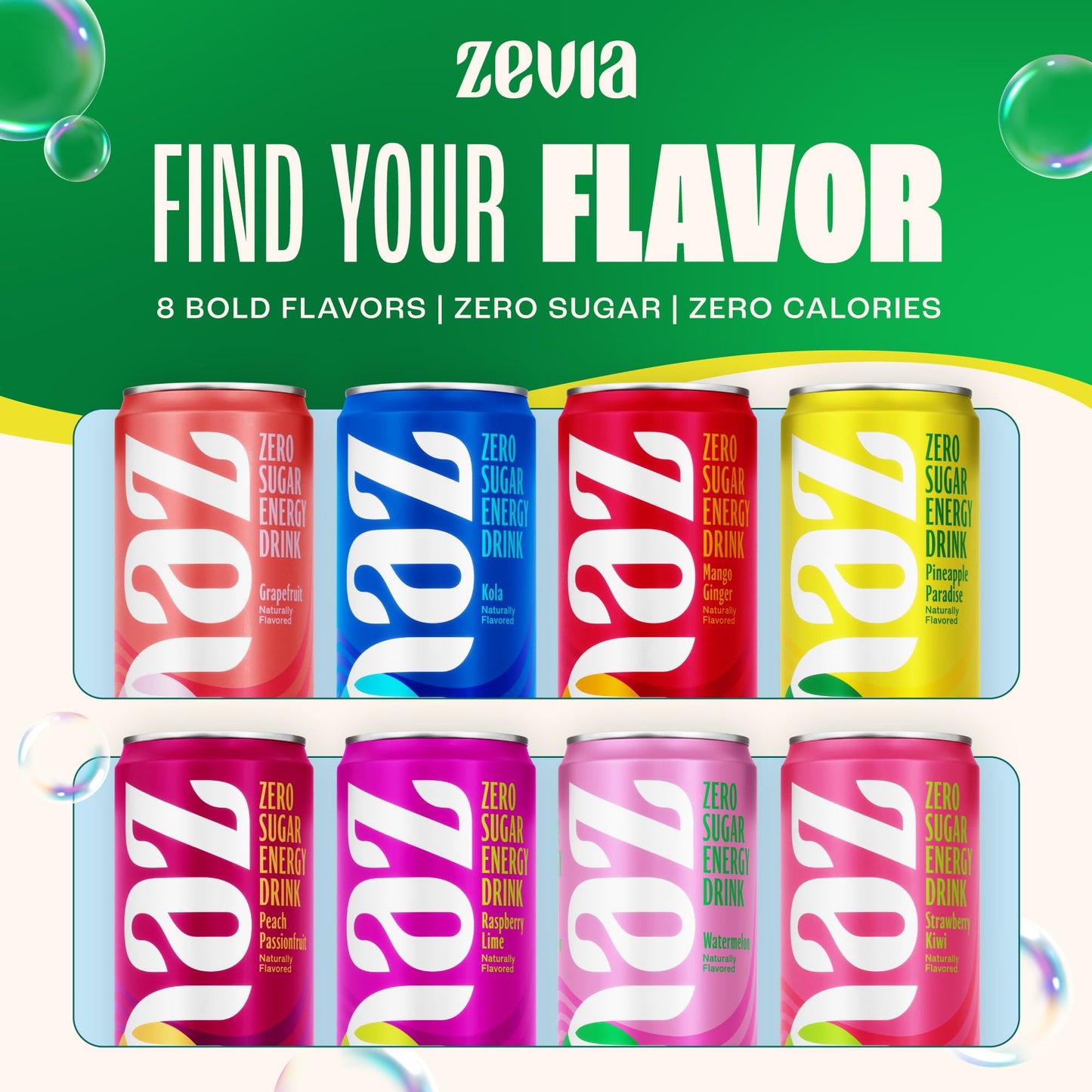 Zevia Zero Calorie Energy Drink, Pineapple Paradise, 12 Fl Oz, Pack of 12, Clear