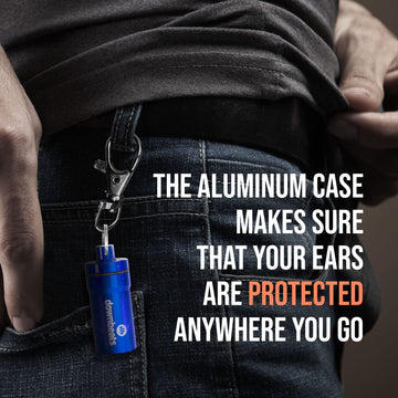 Downbeats Reusable High Fidelity Hearing Protection: Ear Plugs For Concerts, Music, And Musicians (Clear Ear Plugs, Blue Case)