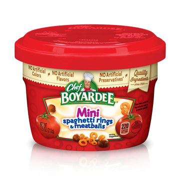 Chef Boyardee Mini Spaghetti Rings and Meatballs, Microwave Food, 7.5 OZ Microwaveable Bowl (12 Bowls)
