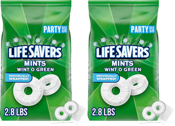 LIFE SAVERS Mints, Bulk Hard Candy Wint-O-Green Breath Mints, 44.93 oz Party Size (Pack of 2)