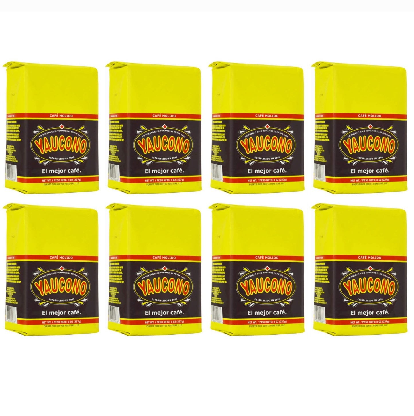 Yaucono Ground Coffee Bagged, 8 Ounce (Pack of 8)