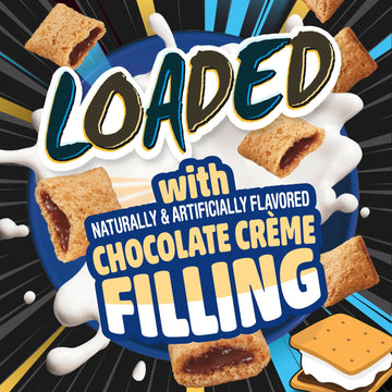 S'Mores Loaded Cereal, Crispy Cereal With Naturally And Artificially Flavored Chocolate Creme Filling, Made With Whole Grain, Fa