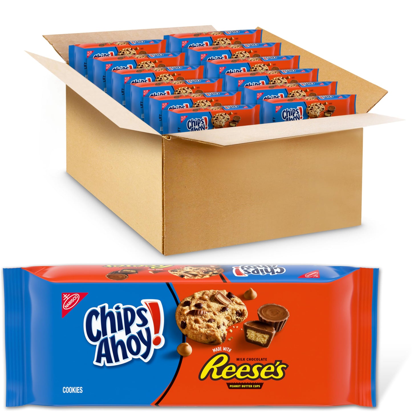 CHIPS AHOY! Reeses Peanut Butter Cup Chocolate Chip Cookies, 12 - 9.5 oz Packs