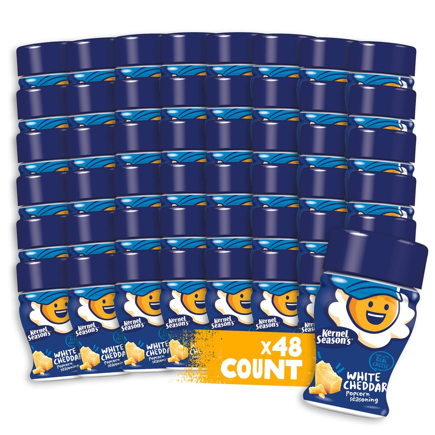 Kernel Seasons Popcorn Seasoning Mini Jar, White Cheddar, 0.9 Oz (Pack of 48)