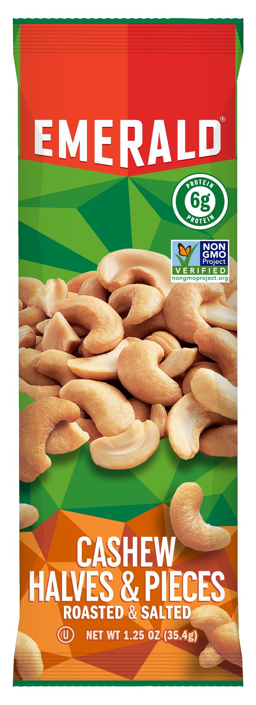 Emerald Nuts, Cashew Halves and Pieces, 1.25 Ounce Single-Serve Tube