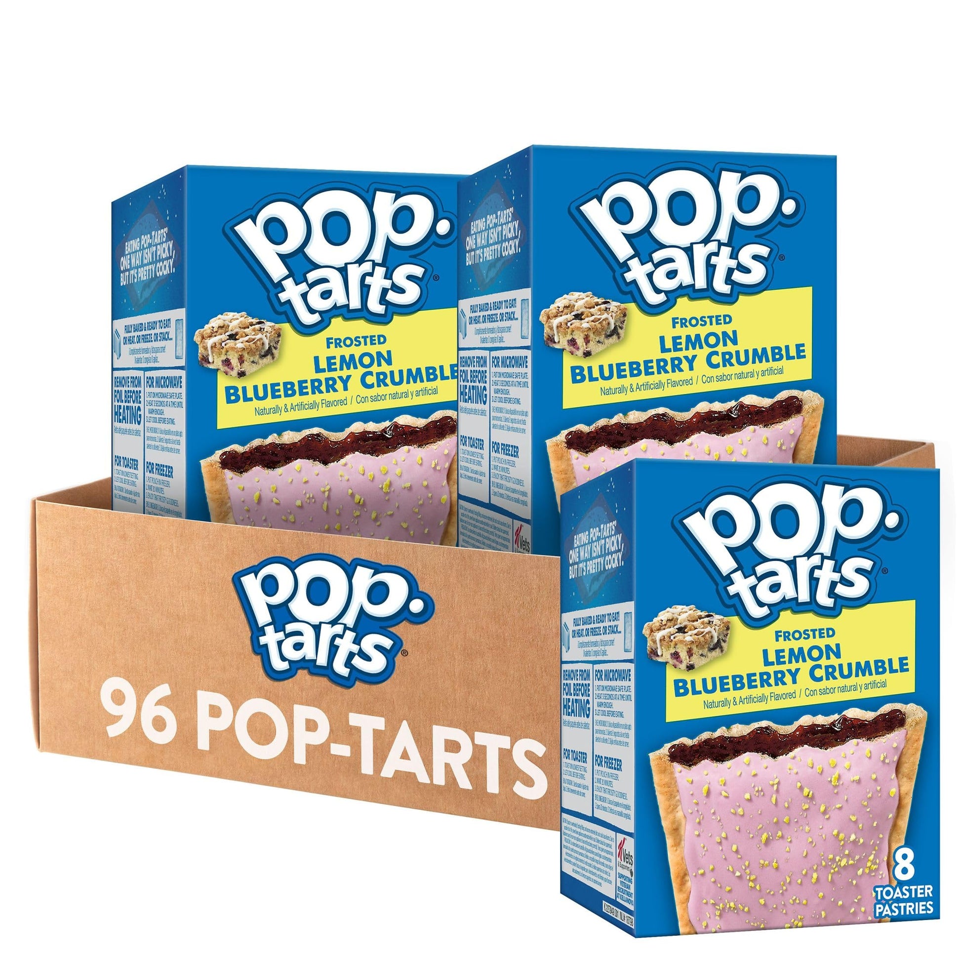 Pop-Tarts Toaster Pastries, Breakfast Foods, Kids Snacks, Frosted Lemon Blueberry Crumble (12 Boxes, 96 Count)