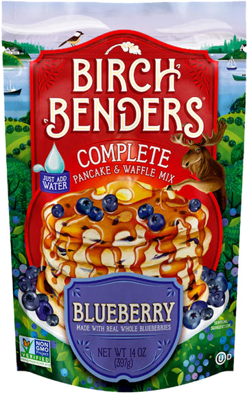 Blueberry Pancake and Waffle Mix by Birch Benders, Made with Real Blueberries, Just Add Water, Non-gMO, Dairy Free, Just Add Wat