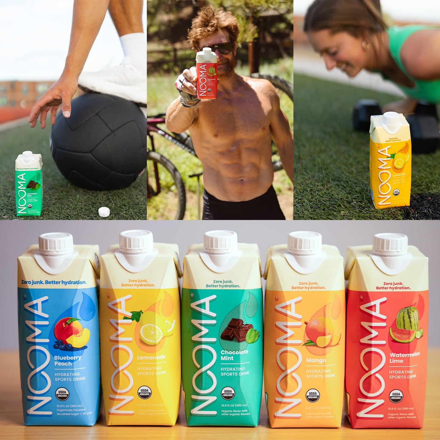 NOOMA - Hydrating Sports Drink - Organic Electrolyte Drink - 0 Added Sugars - 30 Calories & 505mg Electrolytes - Variety Pack -