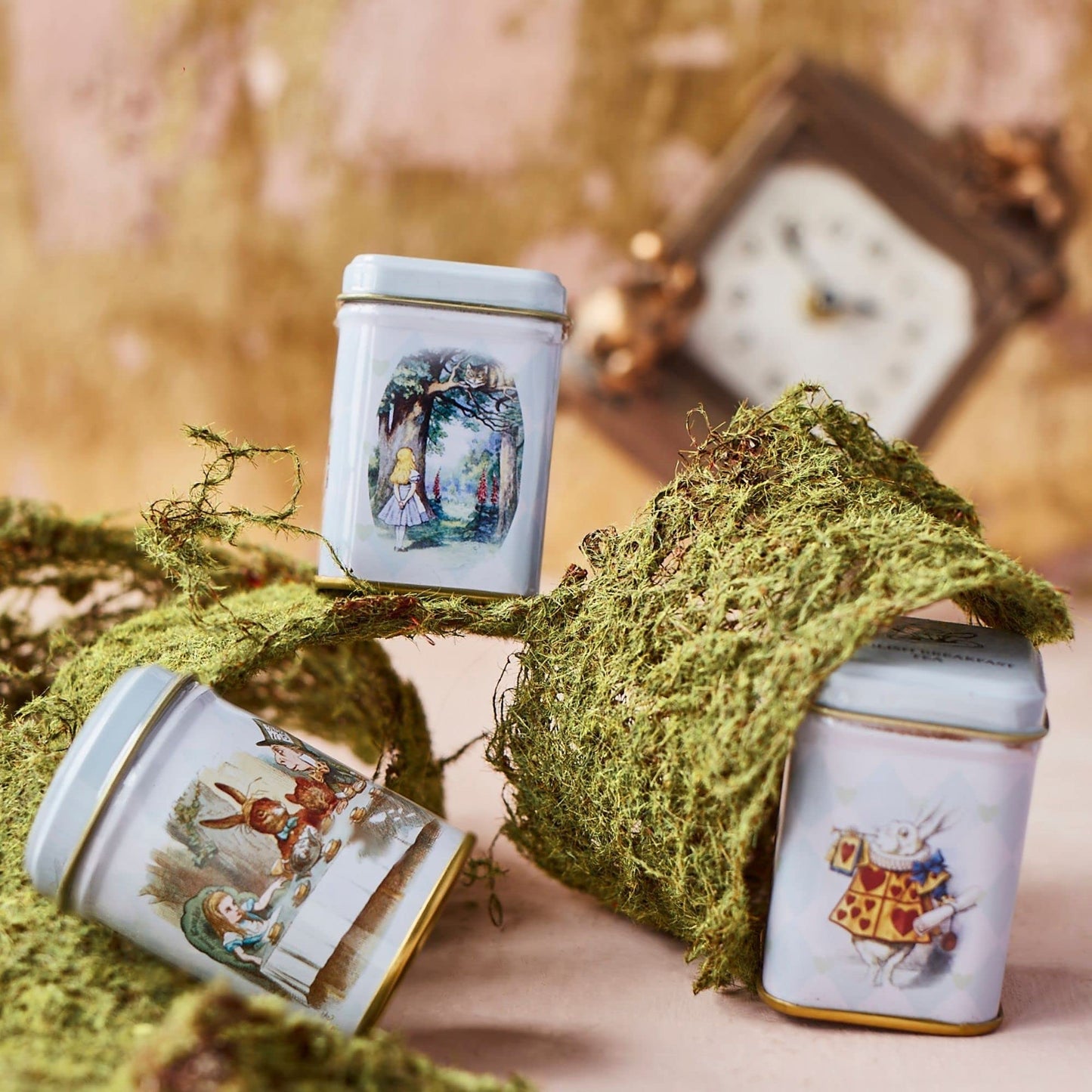 New English Teas Alice in Wonderland Mini Tea Tins Set - 3 Assorted English Loose Leaf Tea - Perfect Gift for Tea Lovers