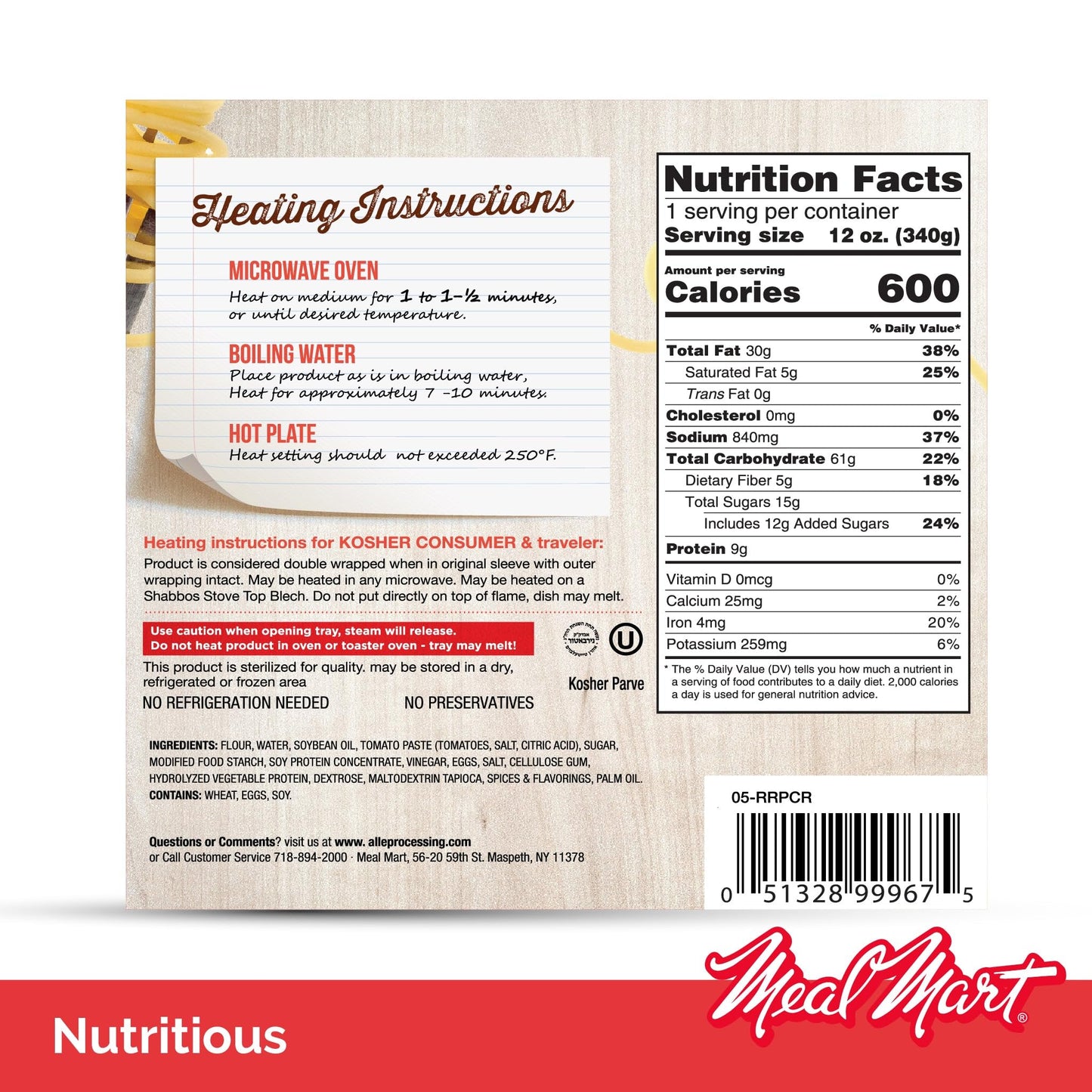 Kosher Parve Ready Meals - Cheese Ravioli In Tomato Sauce, Mre Meals Ready To Eat, Halal, (3 Pack) Prepared Entree Fully Cooked,