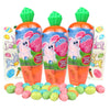 Sweetzo Easter Bubblegum Carrots, Festive Egg Shaped Chewing Gum with Bunny Stickers, Basket Stuffer Gifts - 2 Ounces (Pack of 3