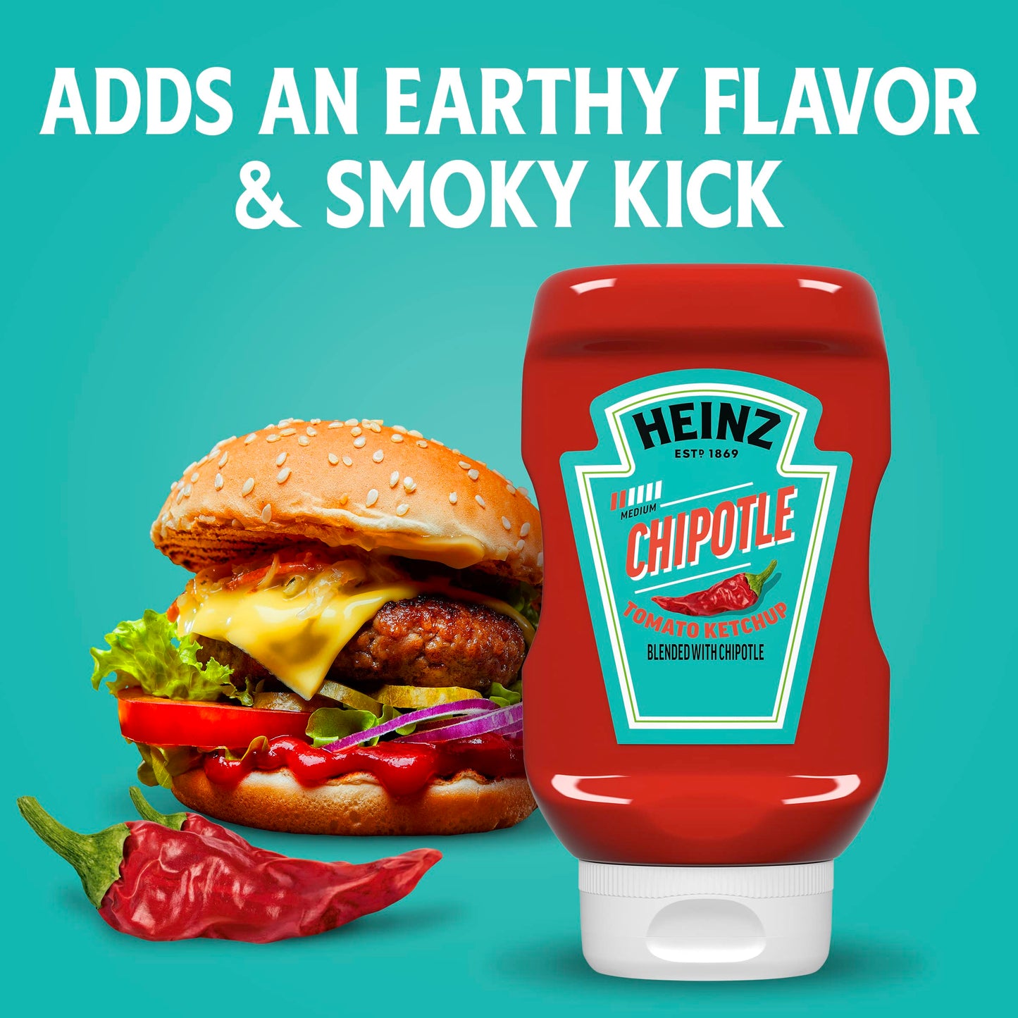 Heinz Tomato Ketchup Blended With Chipotle, 14 Oz Squeeze Bottle