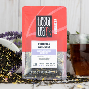 Tiesta Tea - Victorian Earl Grey | Loose Leaf | Floral Earl Grey Black Tea | Premium Blend | High Caffeinated Black | Make Hot Or Iced Brews Up To 25 Cups | 1.8 Ounce Resealable Pouch