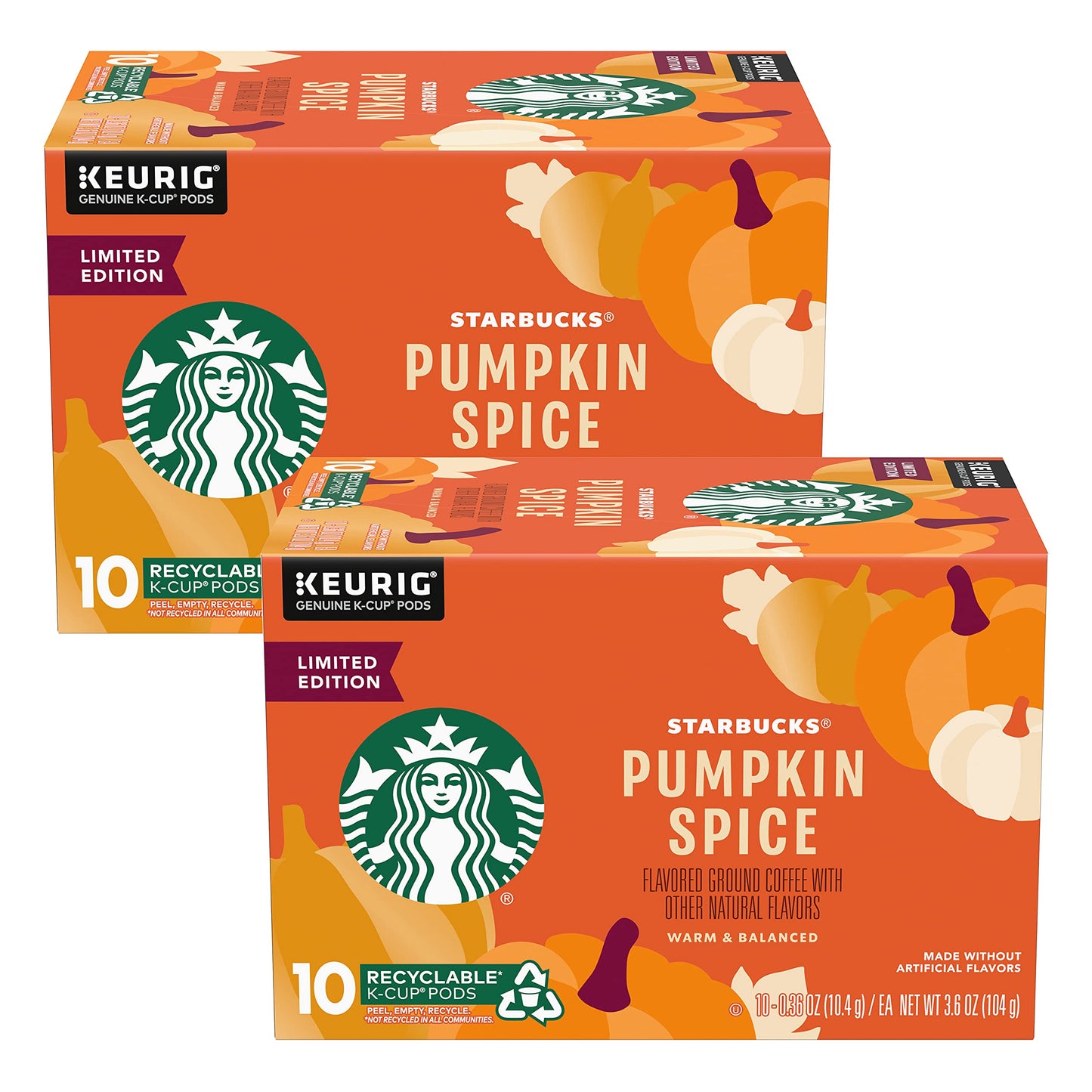 Starbucks Coffee Company Limited Edition Flavored Coffee K-Cups, Pumpkin Spice, 10 Ct (Pack Of 2)