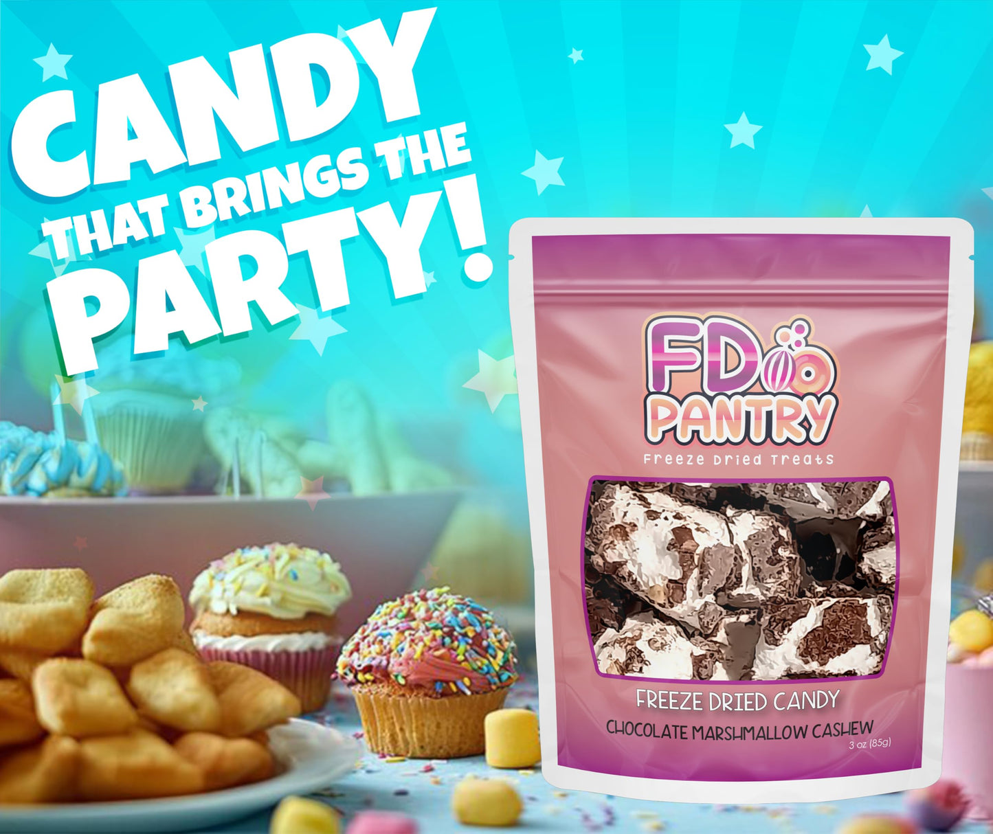 FD Pantry Freeze Dried Candy - Chocolate Marshmallow, Resealable Bag, 3oz, Perfect for Gifting & Outdoor Adventures