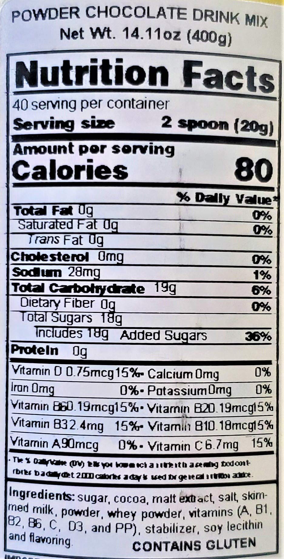 Toddy Original Brazilian Chocolate Drink Mix (2 Pack, Total Of 28.2Oz)