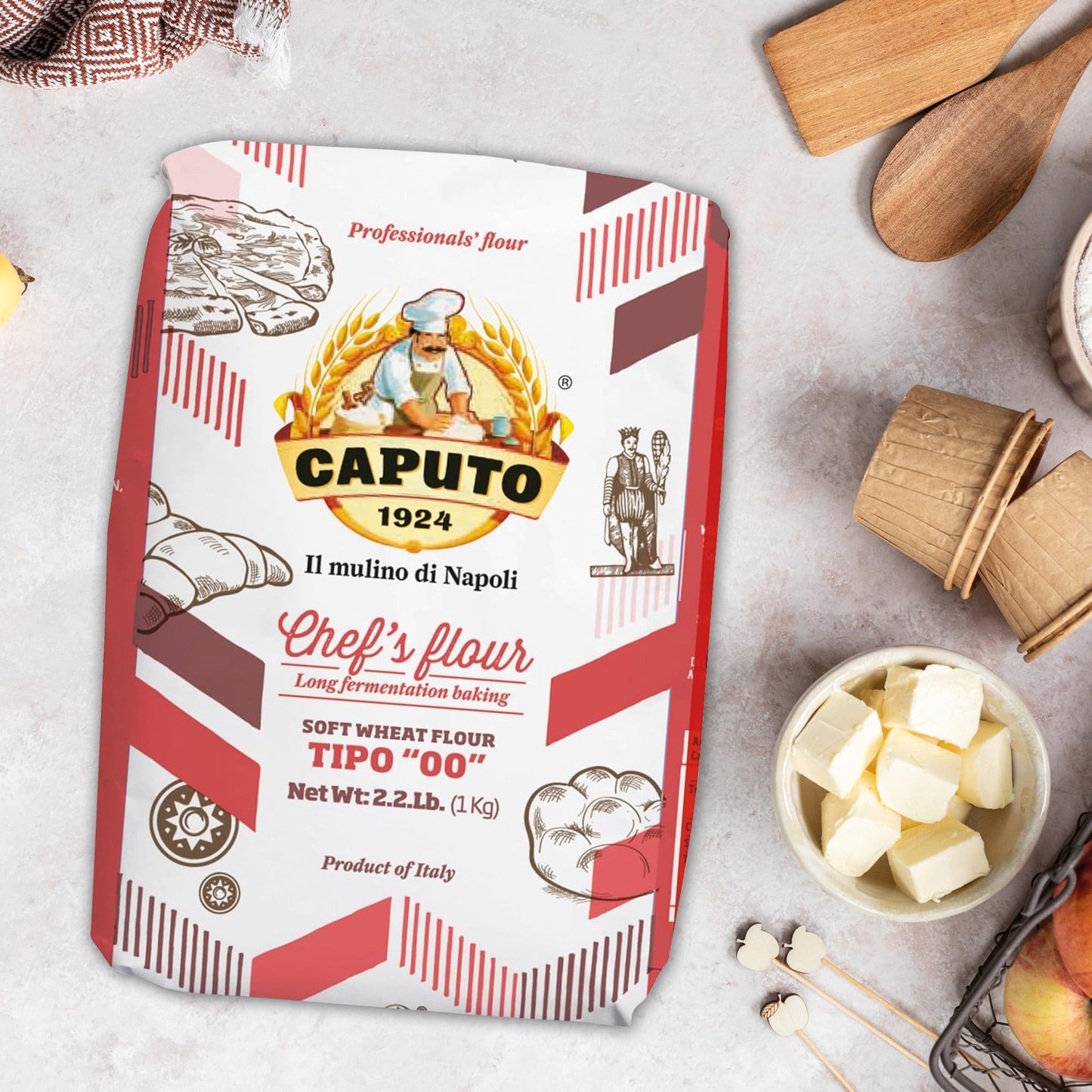 Antimo Caputo Chefs Flour 2.2 LB (Case of 10) - Italian Double Zero 00 - Soft Wheat for Pizza Dough, Bread, & Pasta