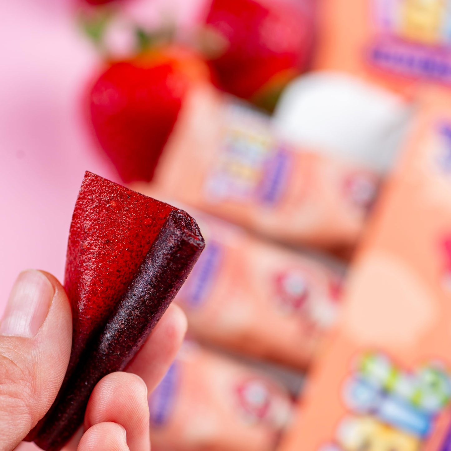 Tail Fruit Roll Healthy Snacks 48 Individual Packs Strawberry (Fresa) Flavor for Kids and Adults. No added sugar, non-GMO, sourc