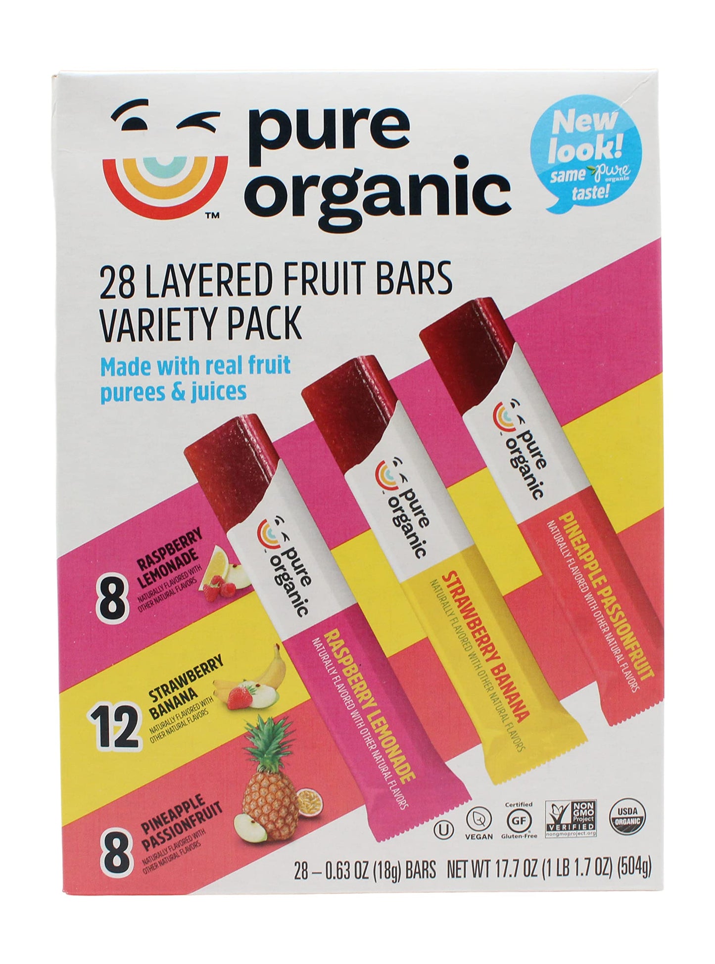 Pure Organic Layered Fruit Bars Variety Pack 28 Count (Pack Of 1).
