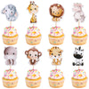 40 PCS Jungle Animals Cupcake Toppers Elephant Giraffe Lion Hippo Monkey Tiger Zebra Safari Animals Cupcake Picks for Zoo Woodla