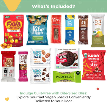Vegan High Protein Snack Box - Assorted Vegan Protein Snacks For Healthy On-The-Go - Delicious High Protein Vegan Snack Box - Pe