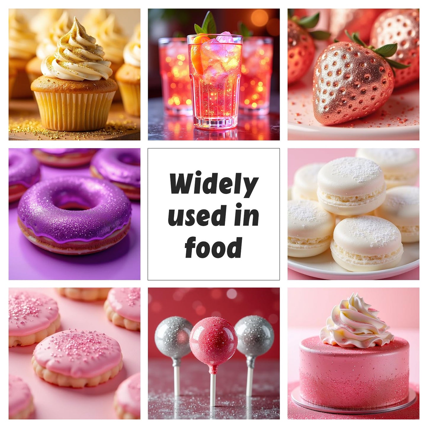 Edible Glitter Spray,Food Grade 5G Edible Glitter For Cake Decorating Desserts, Beverages, Cupcakes, Cake Pops And Cookies - Sil