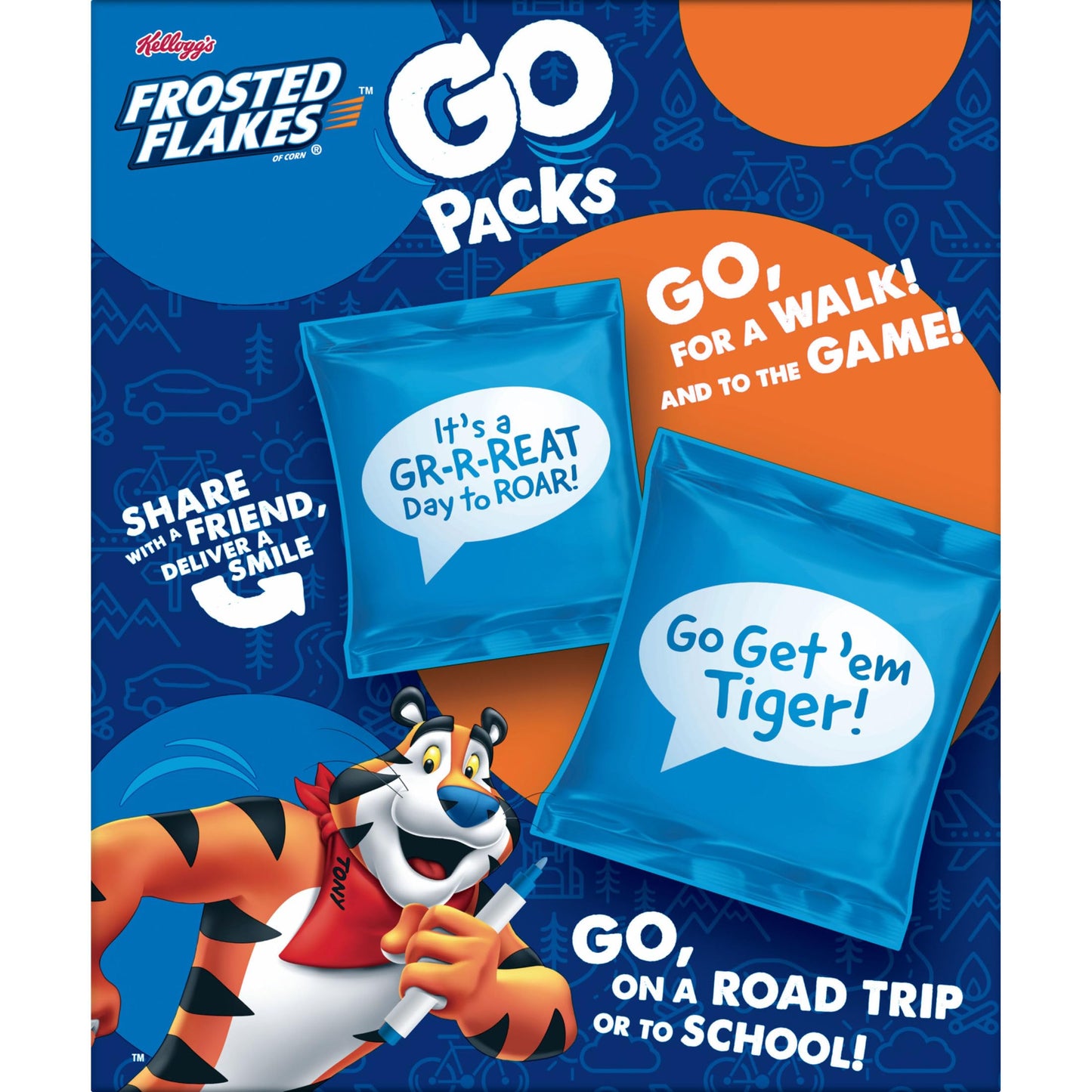Kelloggs Frosted Flakes Go Packs Cereal Kids Snacks Lunch Snacks Original 12oz Box (10 Pouches)