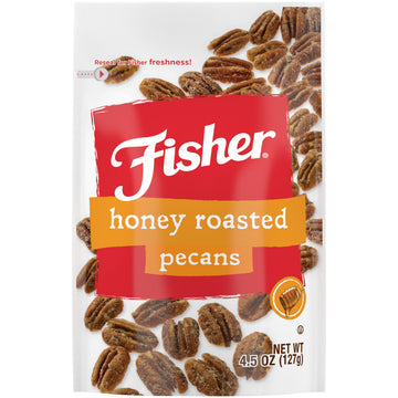 FISHER Snack Honey Roasted Pecans, Stand-Up Bag, 4.5 oz
