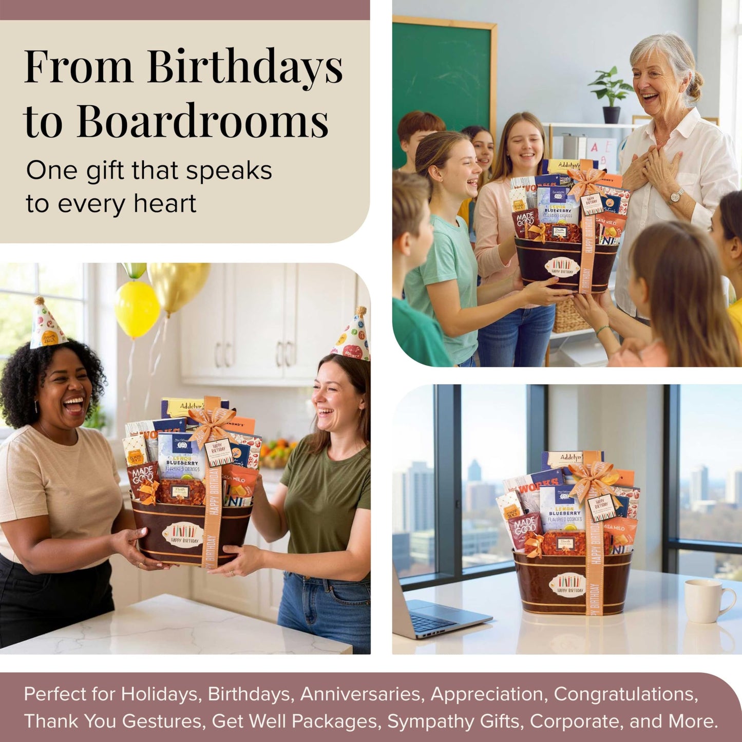 Broadway Basketeers Happy Birthday Gift Basket with Chocolates & Sweets Send Happy Birthday Wishes With This Beautiful Display B