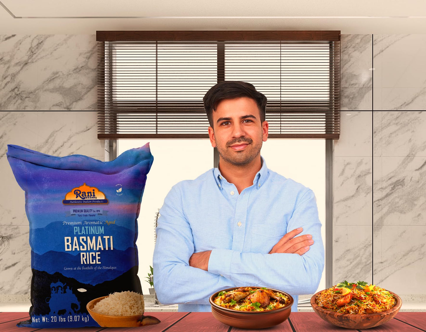 Rani Platinum White Basmati Rice Extra Long Aged 20-Pound Bag, 320Oz (20Lbs) 9.08Kg ~ All Natural | Gluten Friendly | Vegan | In