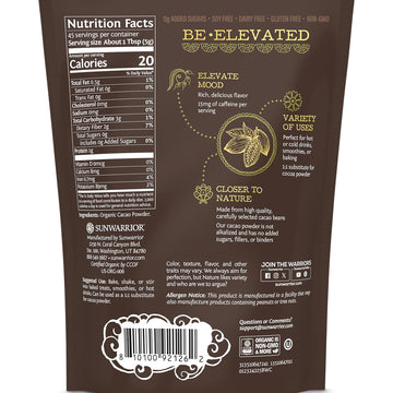 Organic Cacao Powder | Baking & Smoothie Additive | 225G Pouch (45 Srv) Be Well