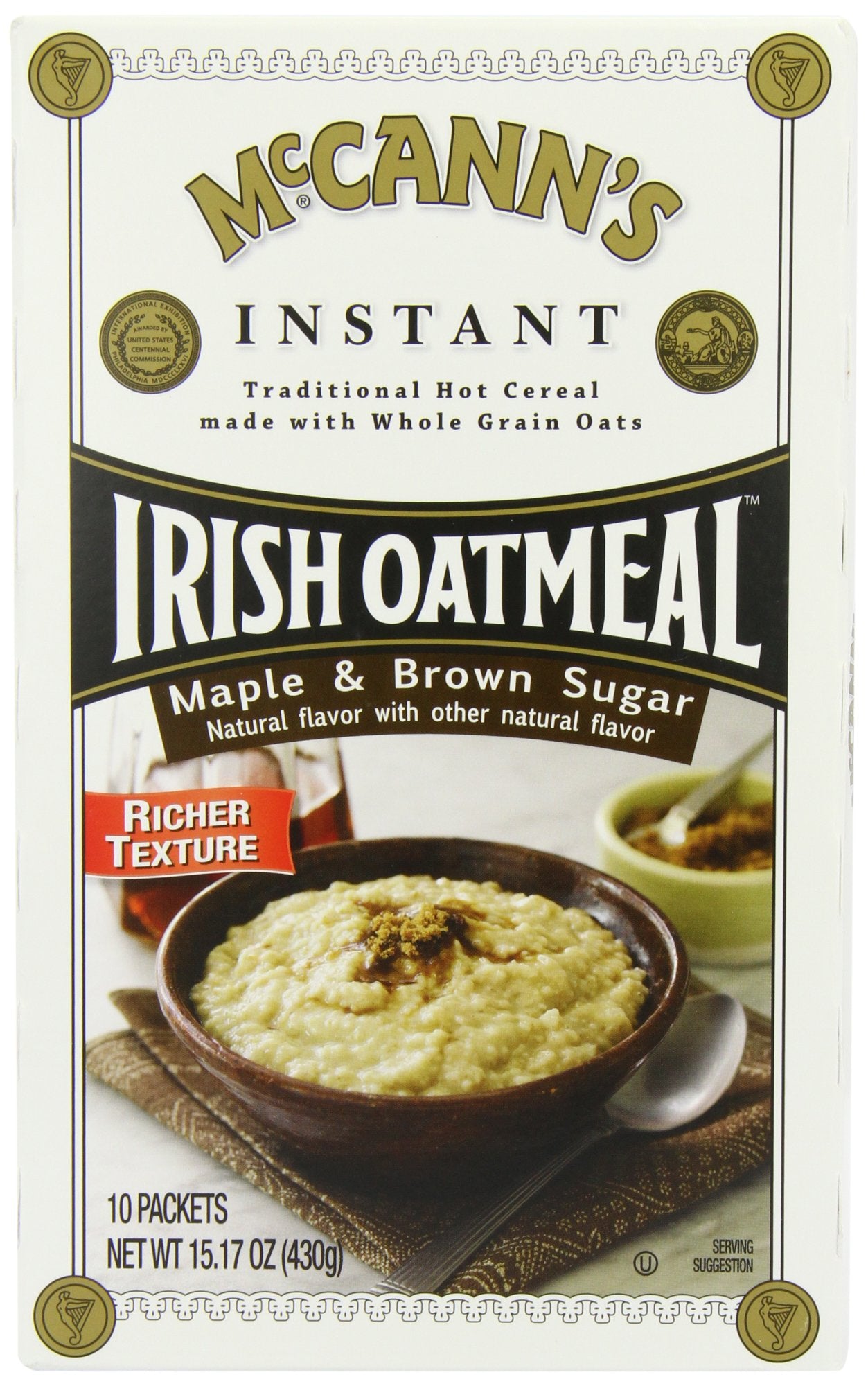 McCANNS Instant Irish Oatmeal, Maple & Brown Sugar, 10-Count Boxes (Pack of 6)