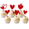 24 Pcs Valentine'S Day Cupcake Toppers Glitter Sweet Love Heart Be Mine Valentines Cupcake Picks Valentine'S Day Theme Wedding B