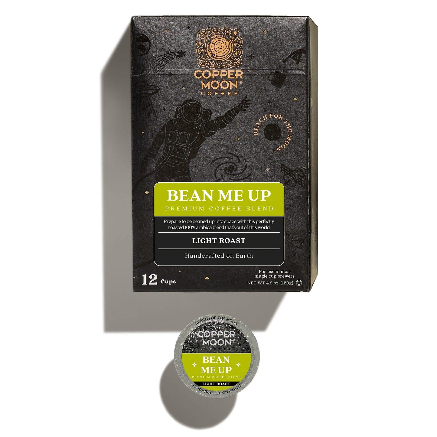 Copper Moon Single Serve Coffee Pods For Keurig K-Cup Beverage Makers Light Roast Bean Me Up Blend 12 Count