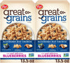 Post Great Grains Blueberry Morning Cereal, 13.5 Oz. Box (2 Pack)