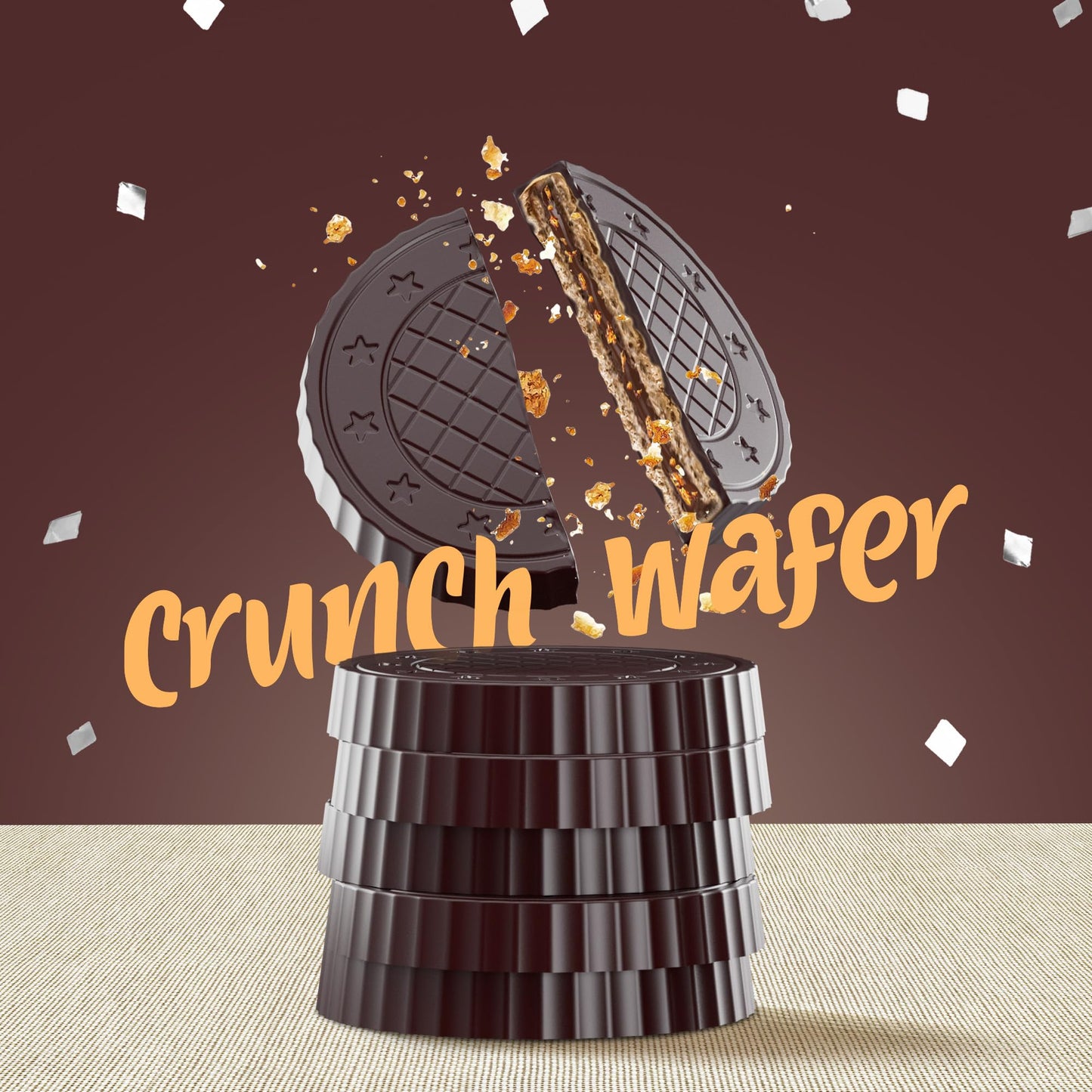 Fiorella Dark Chocolate Crunch Wafer Cookies - Delicious Chocolate Covered Crispy Thin Wafers With Layers Of Dark Chocolate W/Orange Cream Filling, Individually Wrapped, Perfect For Snacks, (Pack Of 18)