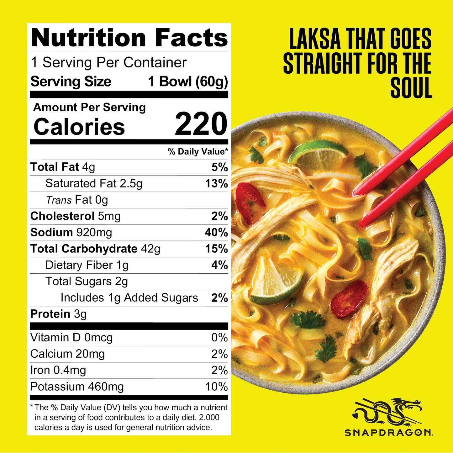 Snapdragon Laksa Curry Instant Noodle Bowls | Coconut Curry Flavor with Rice Noodles | Gluten-Free | No MSG Added | 2.1 oz (6 Pa
