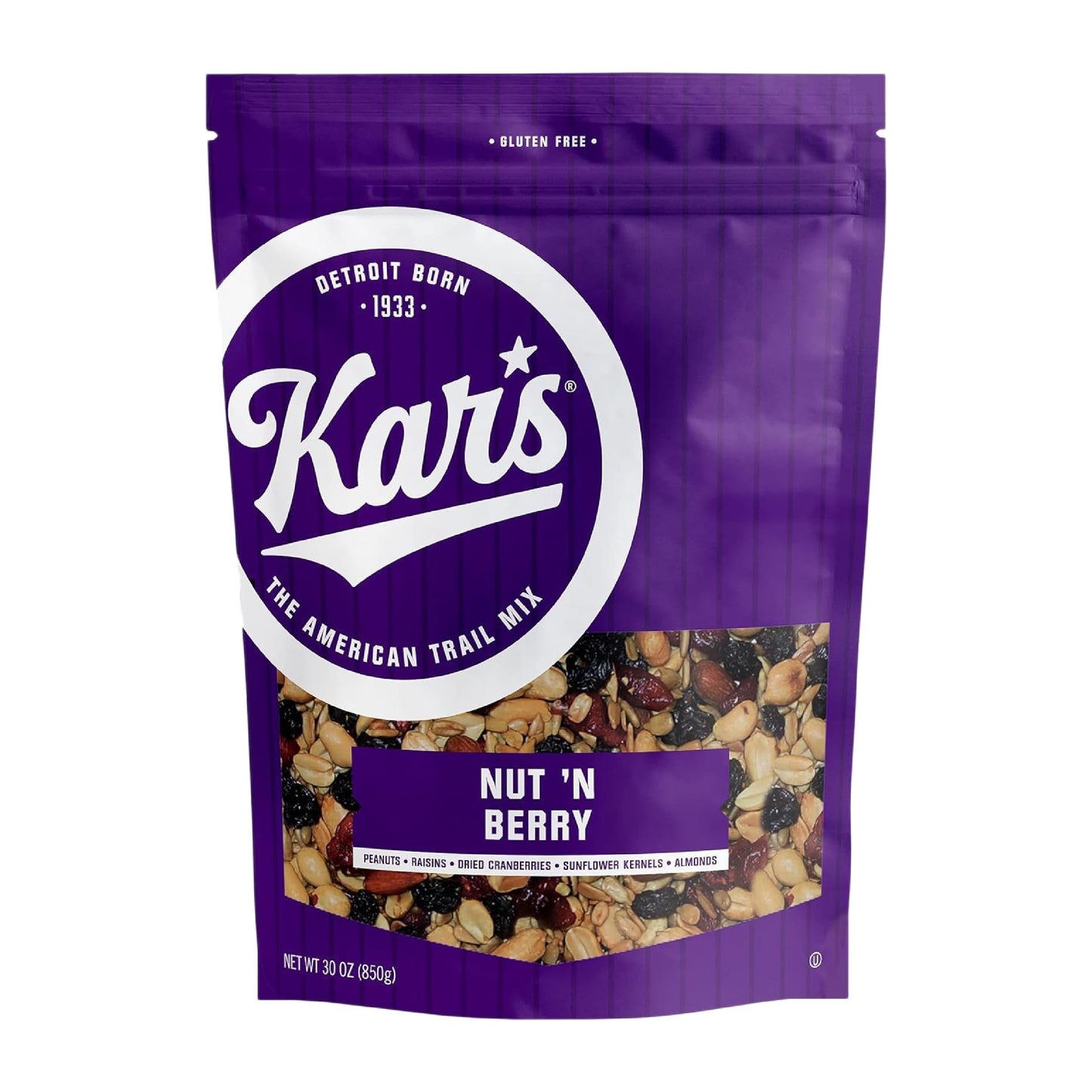 Kars Nuts Nut N Berry Trail Mix, 30 Oz - Resealable Pouch (Pack Of 1) - No Salt Added Snack Mix For Long-Lasting Energy