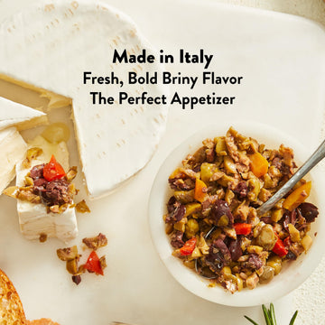 DeLallo Olive Bruschetta, 10 Ounce Jar, (12-Pack) Made with Green and Black Olives, Gourmet Italian Snack Dip, Non-GMO