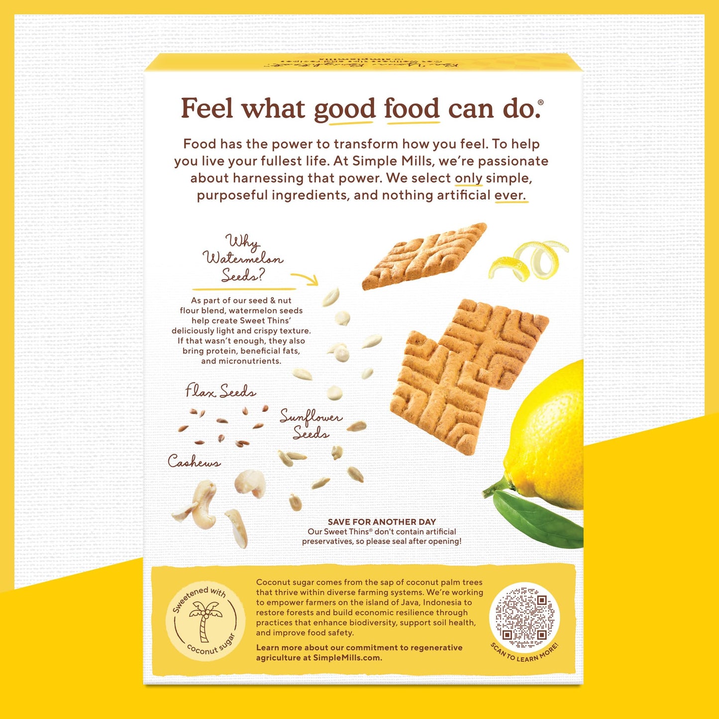 Simple Mills Lemon Seed & Nut Flour Sweet Thins, Paleo Friendly & Delicious Sweet Thin Cookies, Good for Snacks, Nutrient Dense,