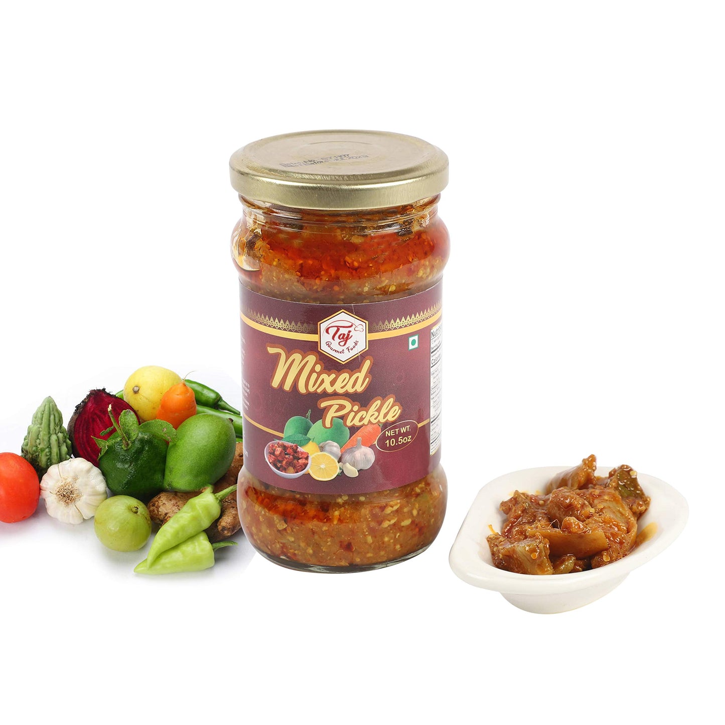 TAJ Gourmet Mixed Pickle, (Mix Achar), 300g (10.5oz)