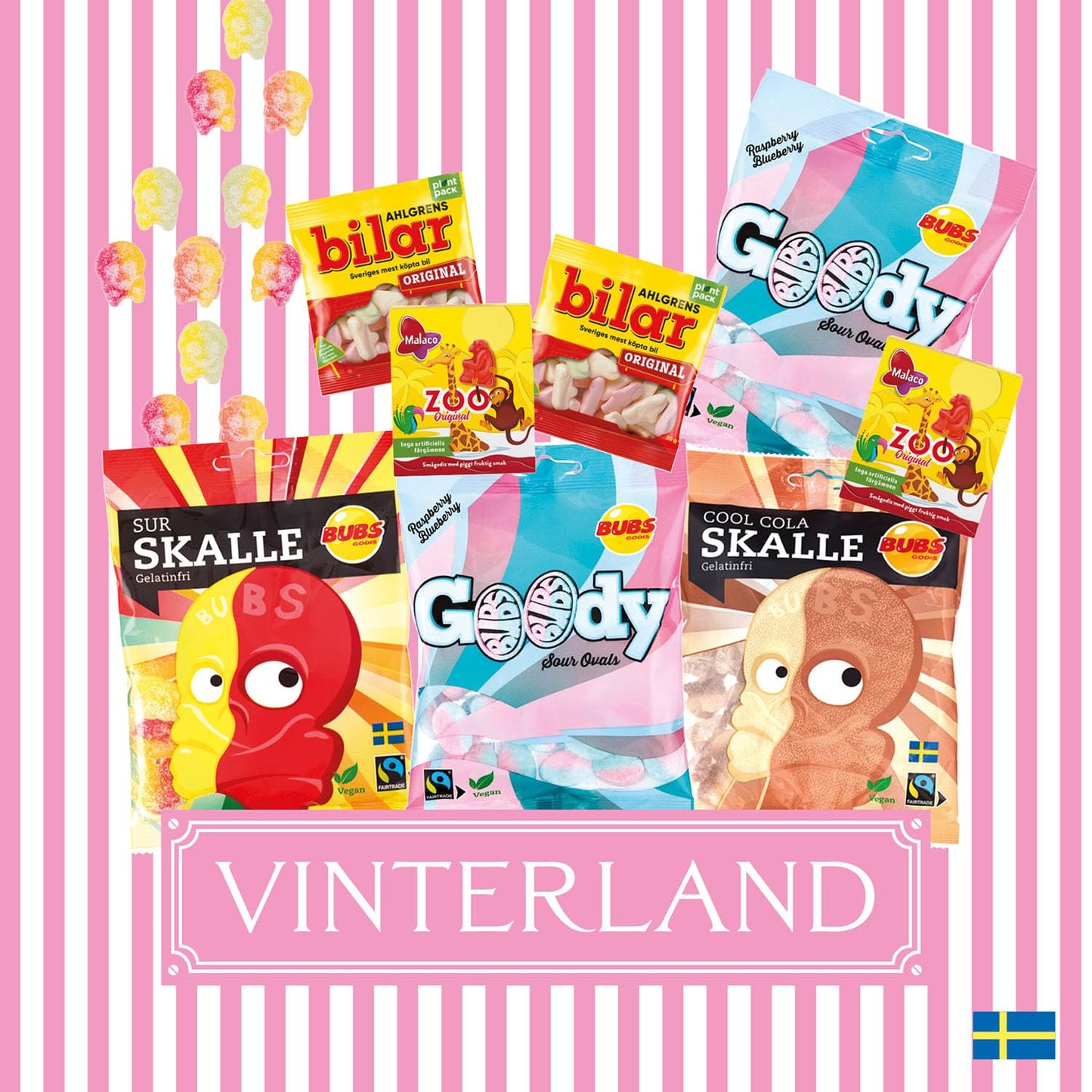 Swedish Candy Mix - Goody Bubs Candy Ovals - Skull Candy - Swedish Candy Bubs Godis - Ahlgrens Bilar Swedish Candy - Zoo Candy