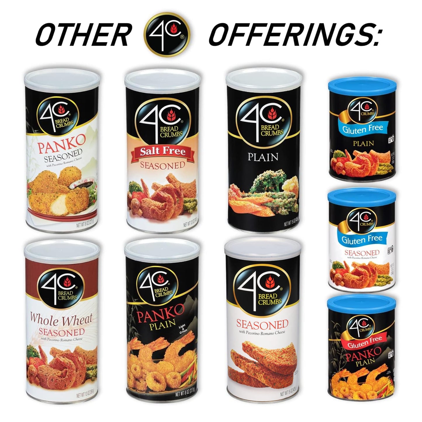 4C Premium Bread Crumbs, Panko Plain, Regular & Gluten Free, Flavorful Crispy Crunchy, Value Pack (Panko Plain, 13 Ounce (Pack o