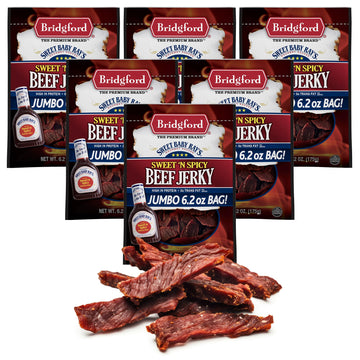 Bridgford Sweet Baby Ray’S Beef Jerky Sweet N Spicy 6.2 Oz Pack Of 6 - High Protein Sweetened Spicy Beef Jerky For Your Dietary Preference - Ready-To-Eat Snacks For On-The-Go Snacking