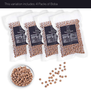 LOCCA Premium Boba Pearls Tapioca Balls for Bubble Tea - 4 Bags (56oz) - No Straw