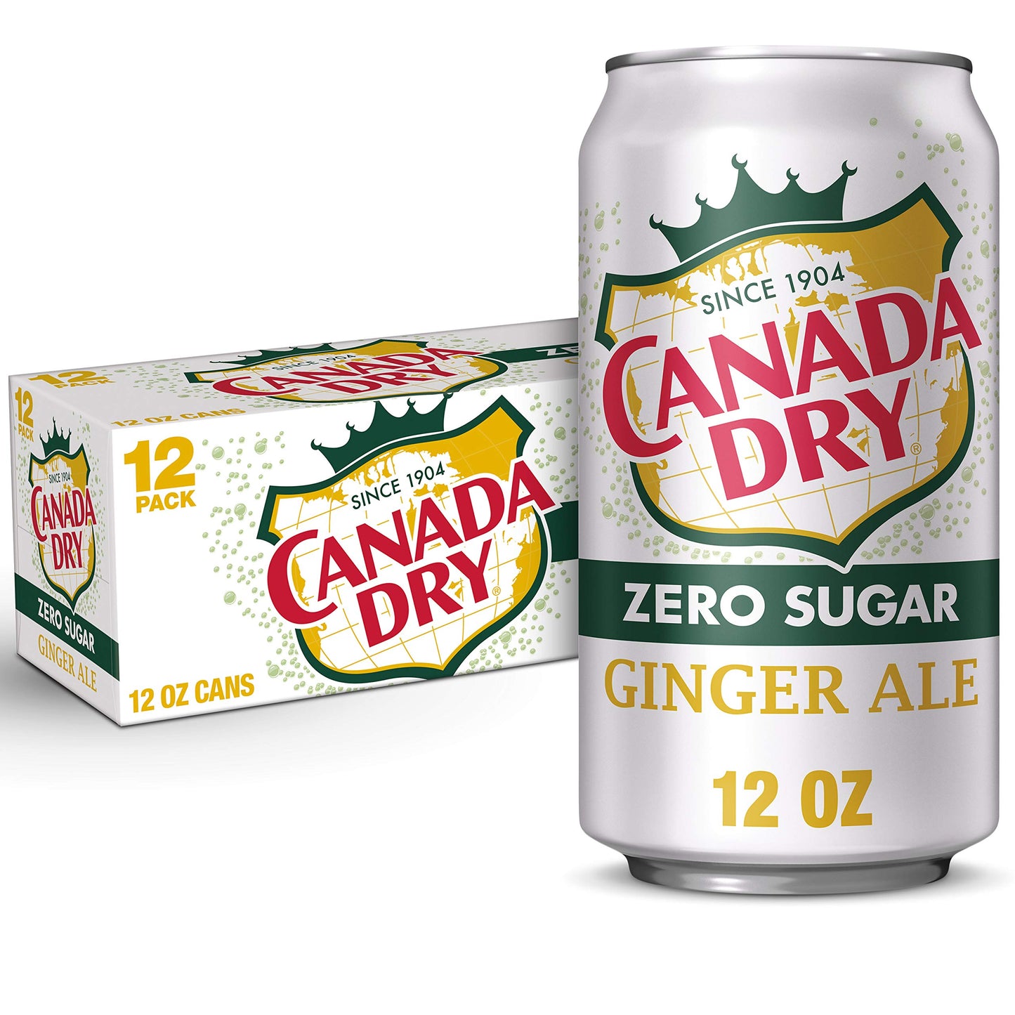 Canada Dry Zero Sugar Ginger Ale Soda, 12 fl oz cans, 12 pack, Model 078000148169