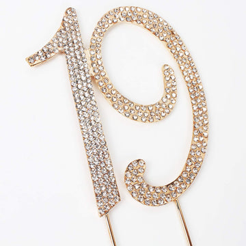 Hatcher Lee Bling Crystal 19 Birthday Cake Topper - Best Keepsake | 19Th Party Decorations Gold