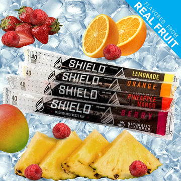 Shield Electrolyte Healthy Freezer Pops 36Pk Assorted Bars, 40 Cal, Electrolytes, Scientifically Balanced, Great Tasting Cooling