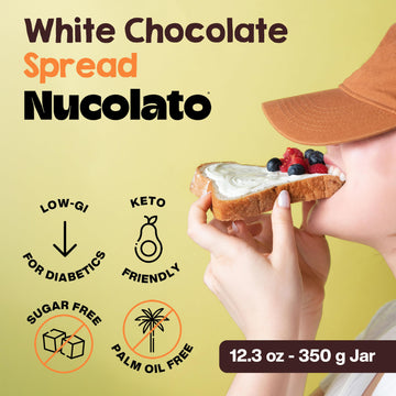 Nucolato | White Chocolate Spread | 12.3 Oz - 350 G | Keto Friendly - No Sugar Added | Best Low Carb Dessert - Food Snacks | Per